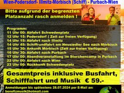 Musikalische Tagesfahrt zum Neusiedlersee am 21. 08. 2024